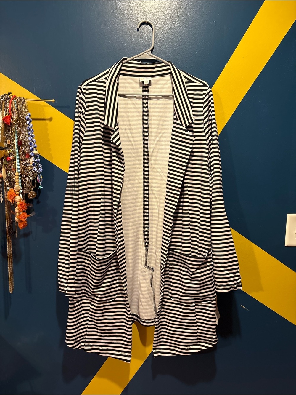 LuLaRoe Black & White Stripe "Gwen" Longline Blazer NWT